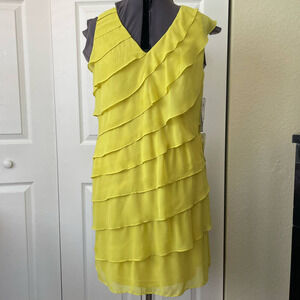 Adrianna Papell Yellow Layered Dress